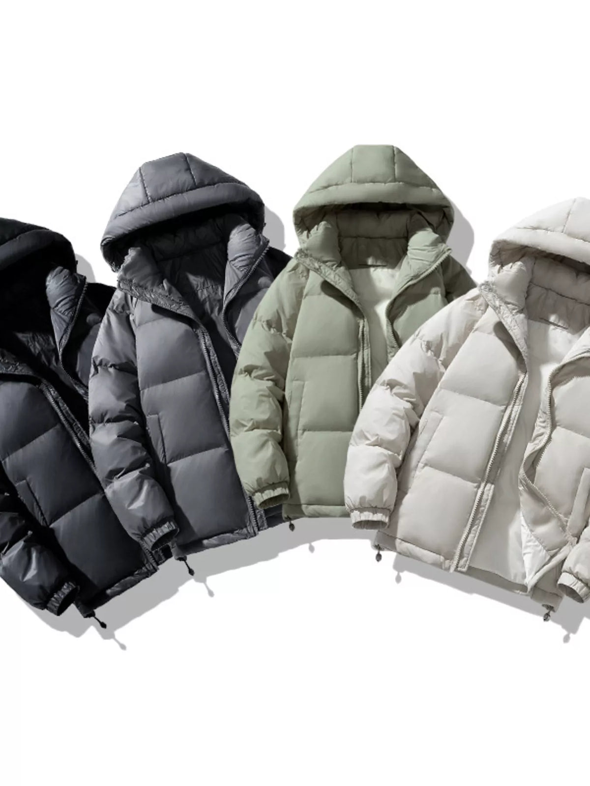 Colour comparison image for the men's puffer jacket, showing multiple available colours. Choose from the current options; sold as one jacket, not a multi-pack.