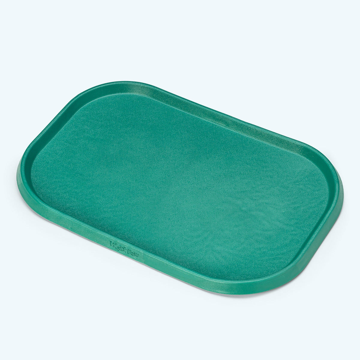 Kelp green West Paw feeding placemat with raised rim, shown alone