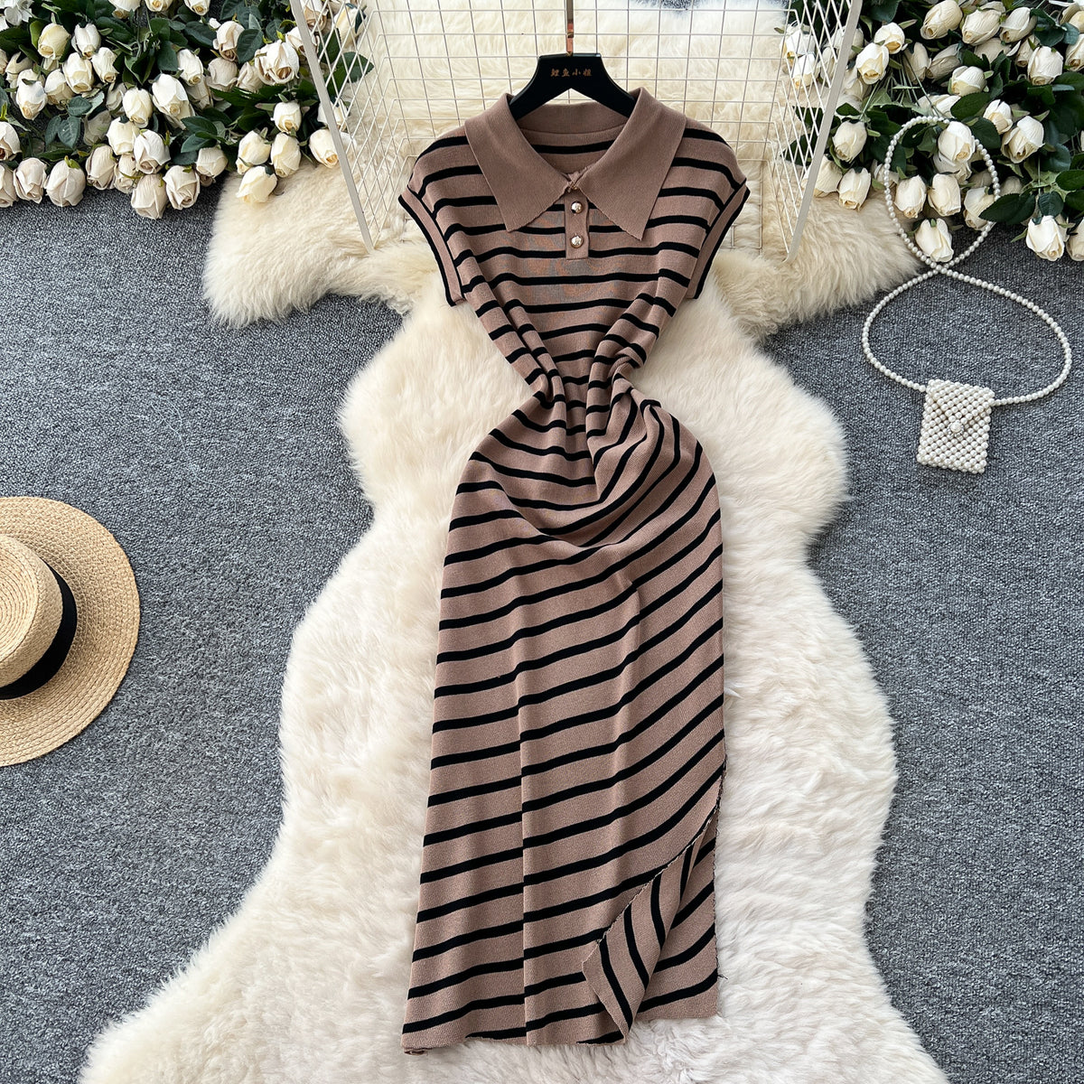 Women's Striped Lace-Trim Vintage Dress — view 6
