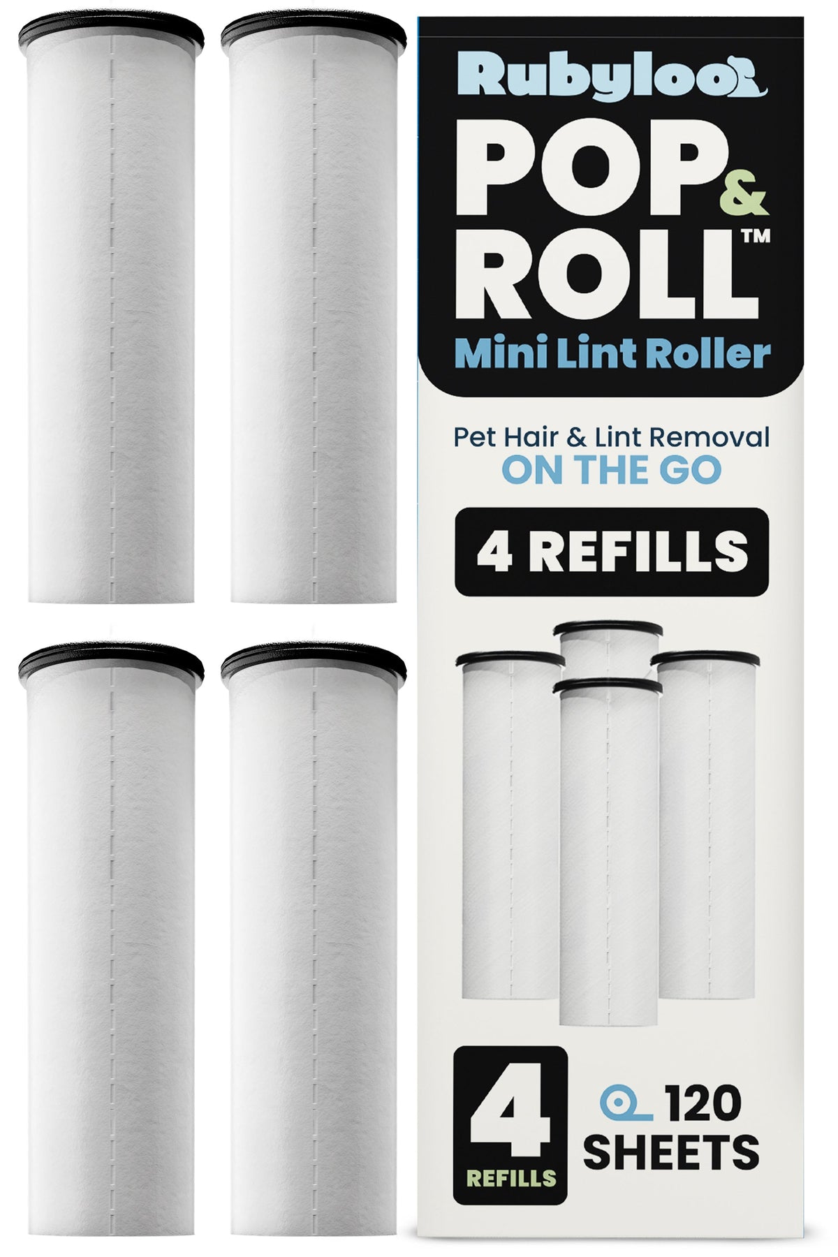 Rubyloo Pop & Roll Mini Lint Roller & Refills