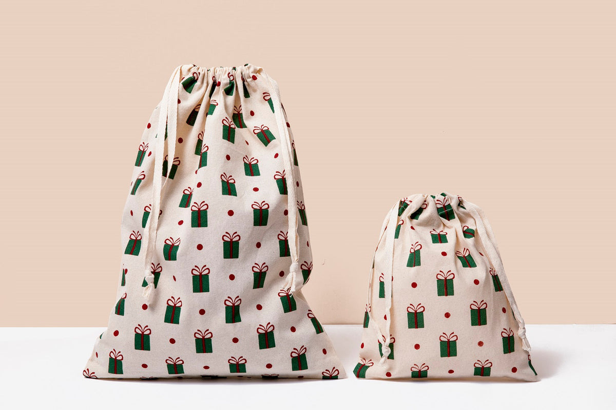 Cotton Drawstring Gift Bags — Set of 4