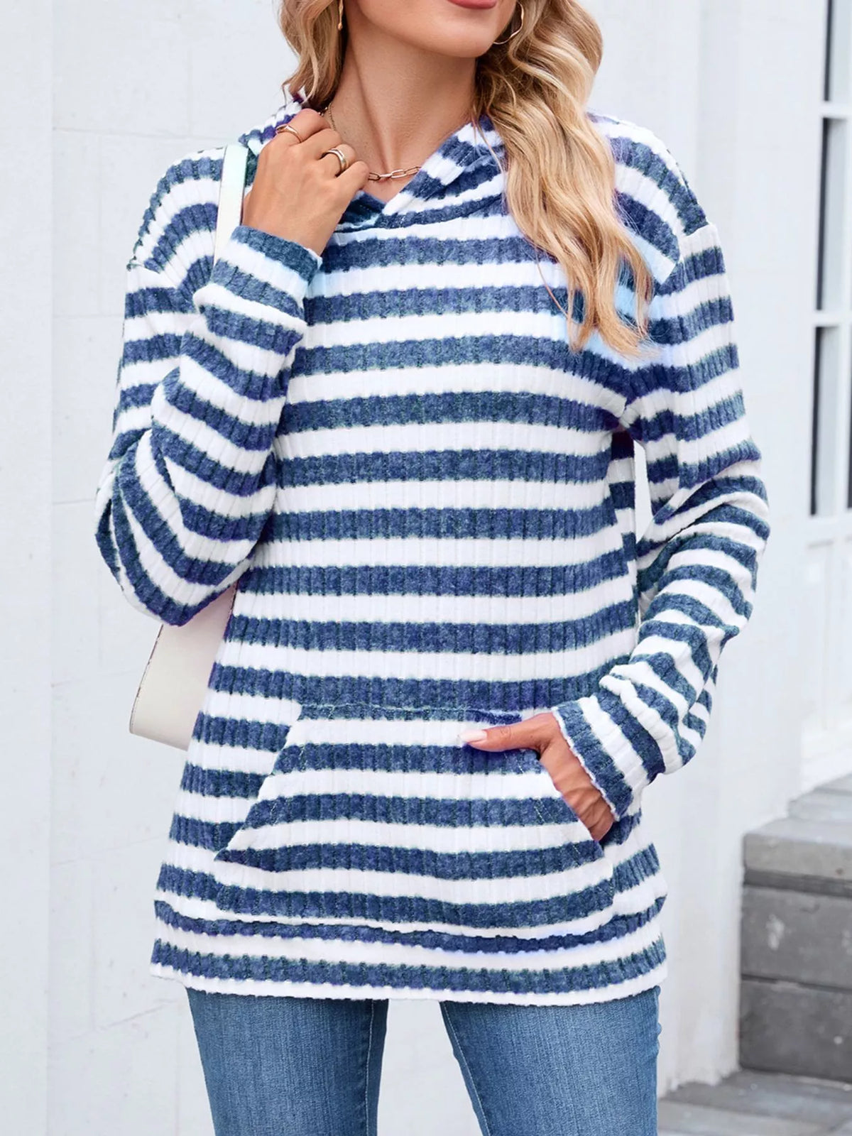 Striped dropped-shoulder hoodie, product view 13 of 22