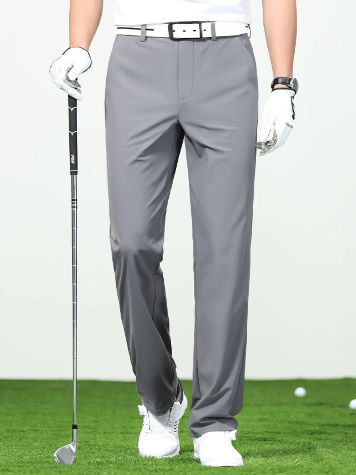 Gray trousers, front view.