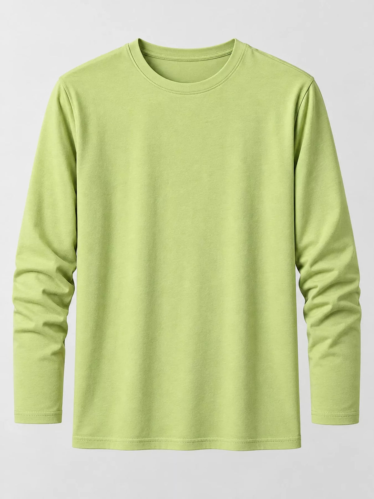 Sage men's cotton long-sleeve crewneck tee, laid flat.