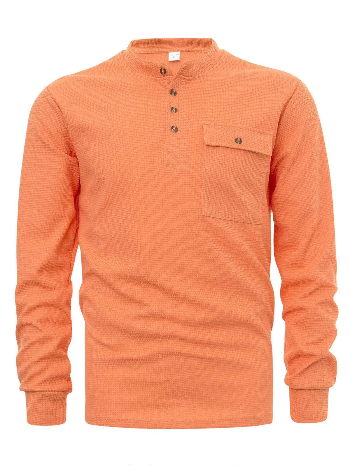Men's button-detail long-sleeve shirt — Orange front view