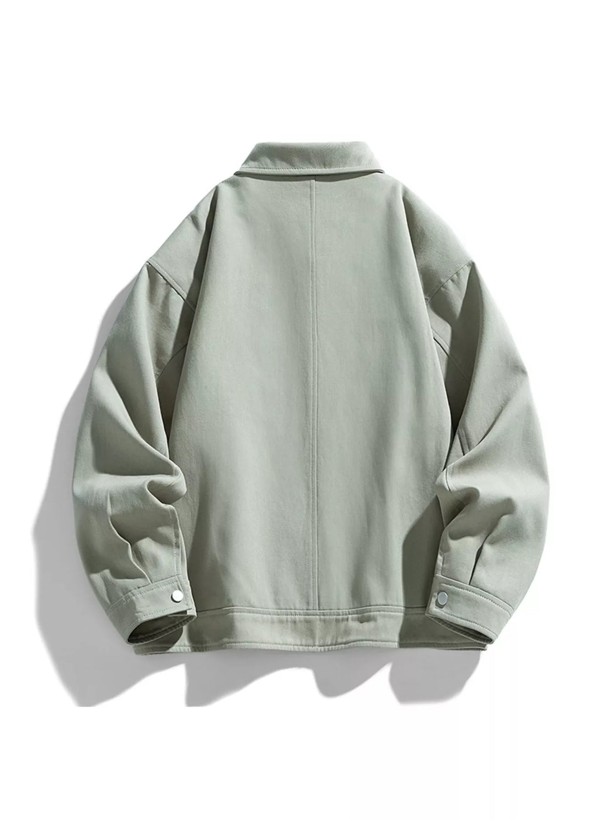Salt Gray Green jacket shown on its own from the back, with a centre seam.