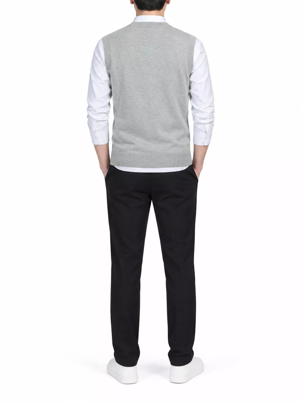 Men's V-neck sweater vest — product view 8; shirt and trousers not included