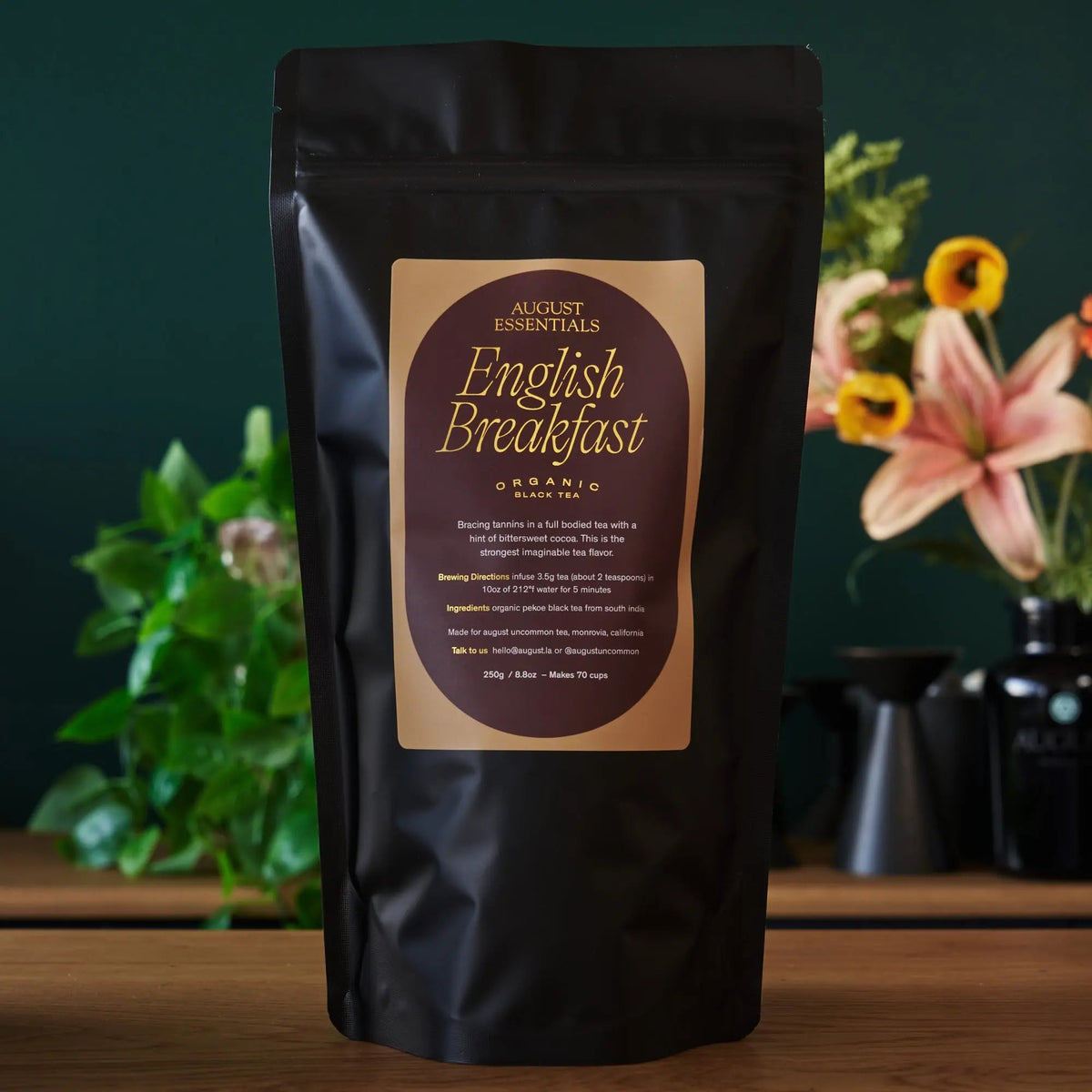 August Essentials English Breakfast 70-cup black tea package