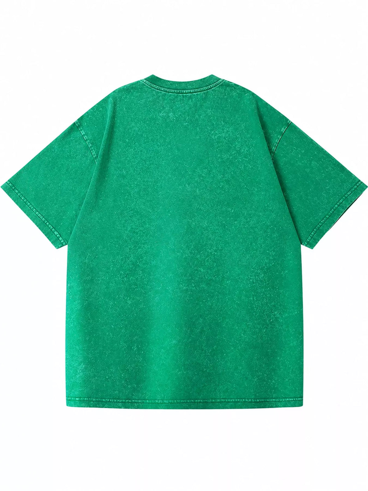 Grass Green-Washed acid-wash oversized crewneck T-shirt, rear view. One shirt only.