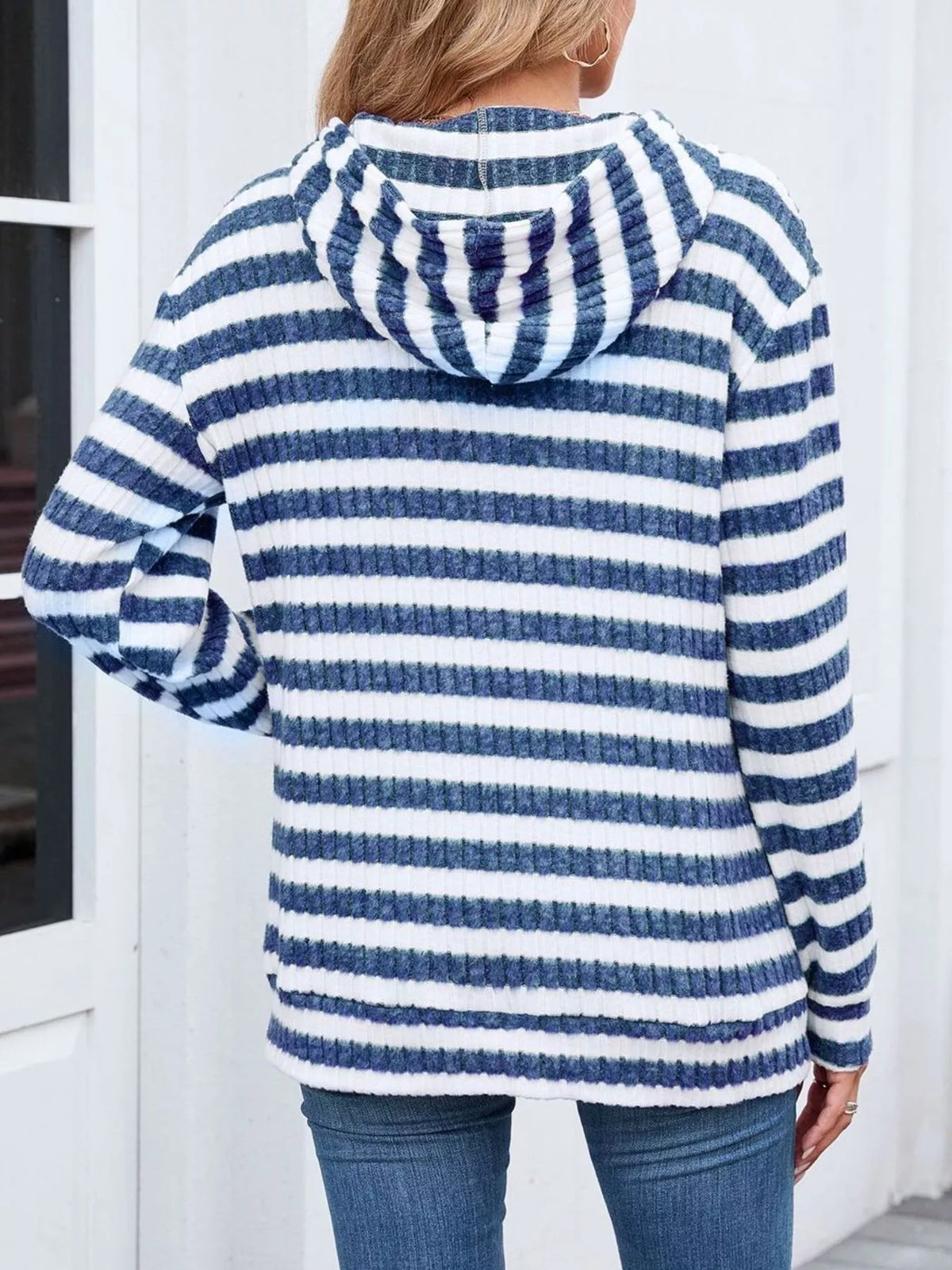 Striped dropped-shoulder hoodie, product view 14 of 22
