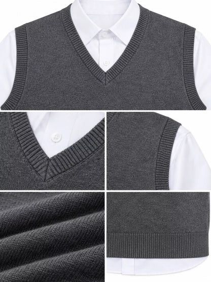 Men's V-neck sweater vest — product view 15; shirt and trousers not included