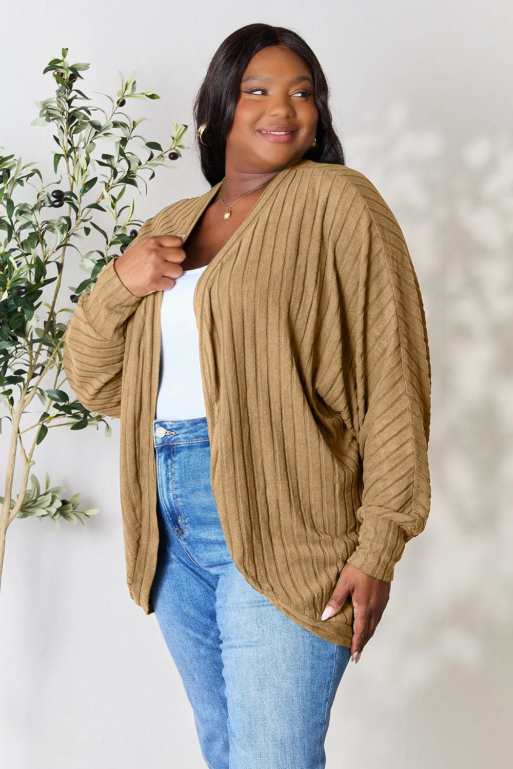 Ribbed open-front cocoon cardigan, product view 12.