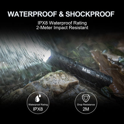 Powertac M5 Gen3 manufacturer-rated IPX8 water resistance and 2-meter impact resistance