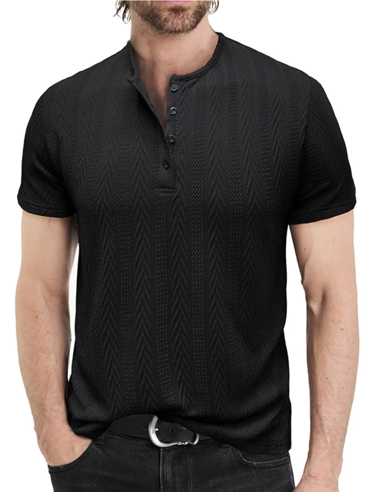 Men's Cotton-Rich Chevron Henley Shirt – JSK Marketplace