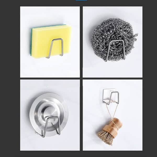Four supplier use examples for sponge holders; sold scope is two holders, accessories excluded.