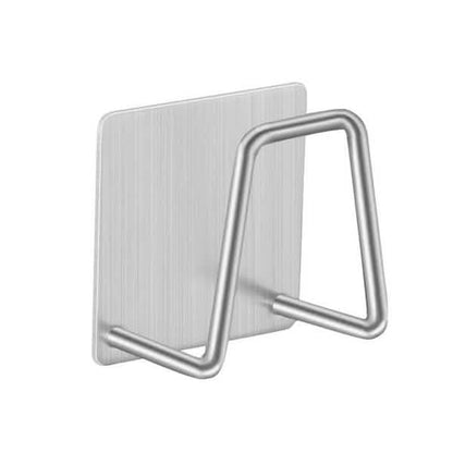 One stainless steel adhesive sponge holder shown alone; two holders are included per order.