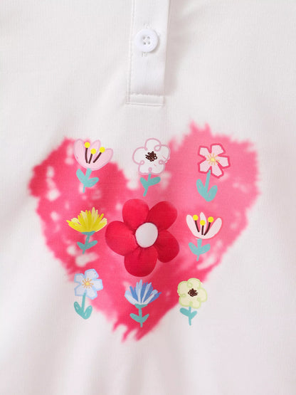Close-up of floral heart graphic on children's hoodie