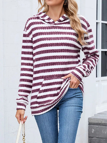 Striped dropped-shoulder hoodie, product view 4 of 22