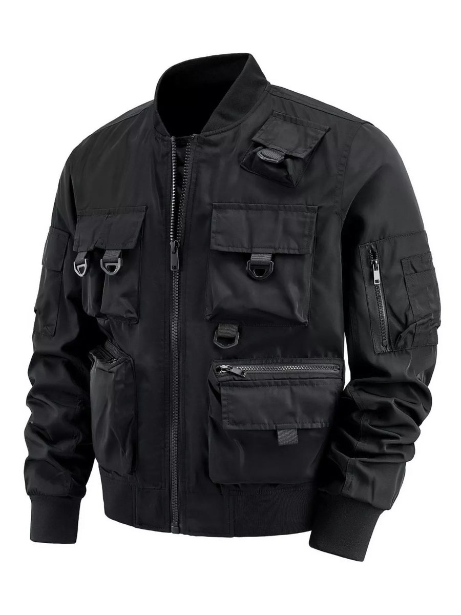Men's Plus Size Multi-Pocket Tactical Bomber Jacket