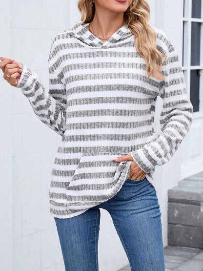 Striped dropped-shoulder hoodie, product view 5 of 22