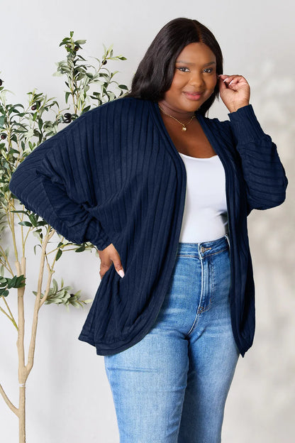 Ribbed open-front cocoon cardigan, product view 18.