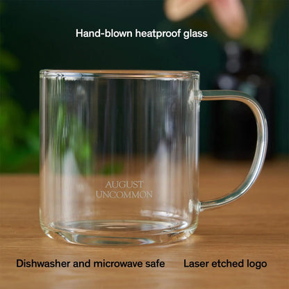 August clear glass tea mug, empty product view
