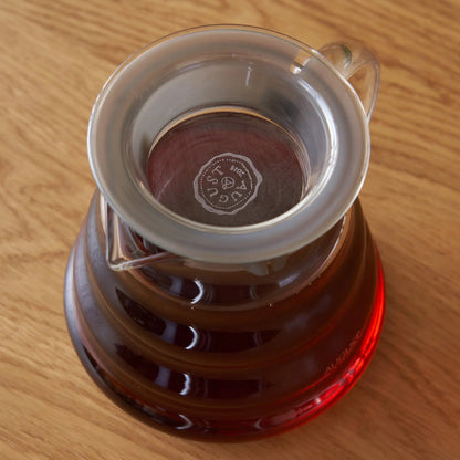 Top view of August glass teapot with a separate infuser; infuser not included