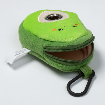 Avocado waste bag dispenser with side zipper opened to show the empty interior.