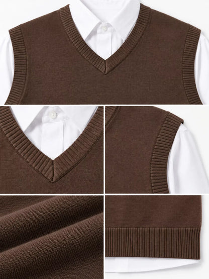 Men's V-neck sweater vest — product view 25; shirt and trousers not included