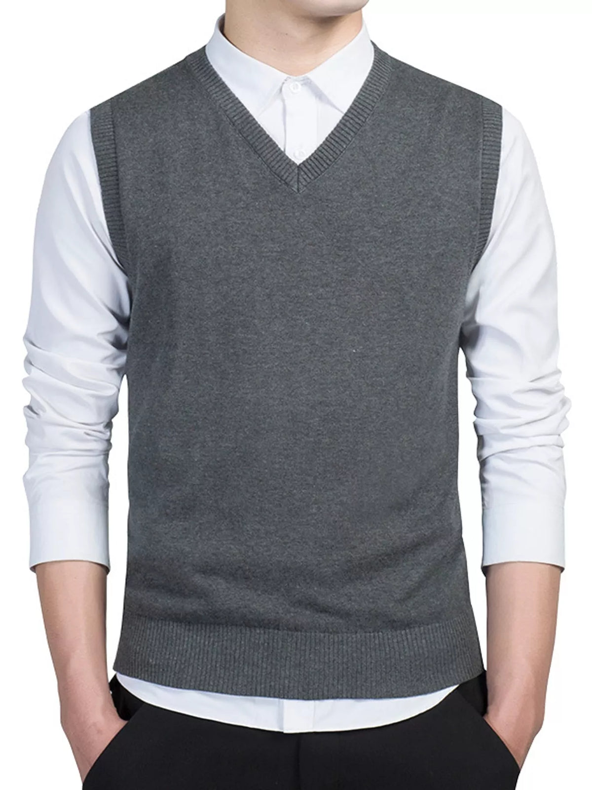 Men's V-neck sweater vest — product view 11; shirt and trousers not included