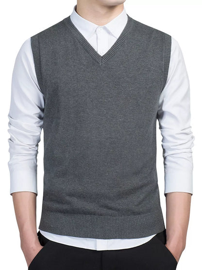 Men's V-neck sweater vest — product view 11; shirt and trousers not included
