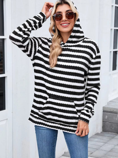Striped dropped-shoulder hoodie, product view 11 of 22