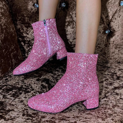 Sequin block-heel ankle boots product view 8