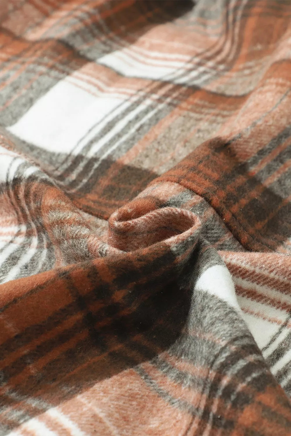 Caramel plaid button-up shacket product view 12