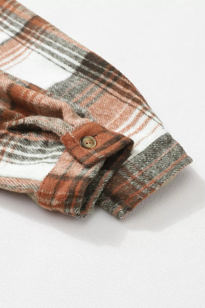 Caramel plaid button-up shacket product view 11
