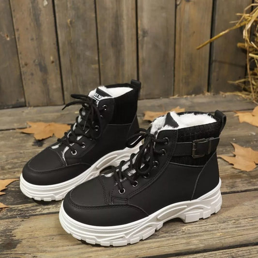 Plush-Lined Lace-Up Platform Boots — view 5 of 16