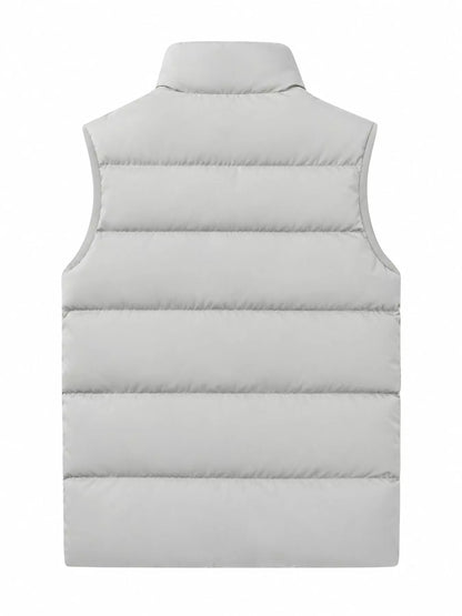 Apricot men's lightweight zip-up puffer vest — back view