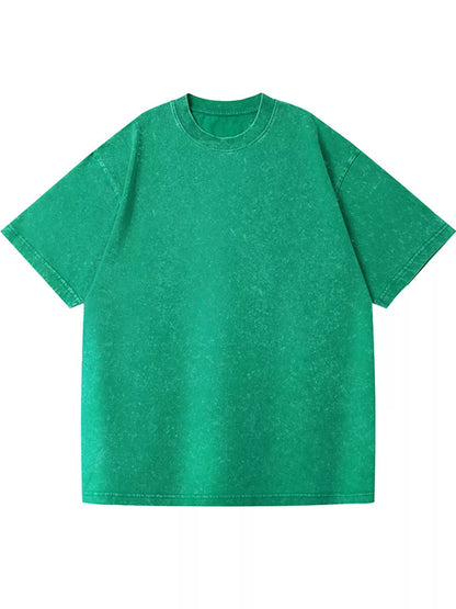 Grass Green-Washed acid-wash oversized crewneck T-shirt, front view. One shirt only.