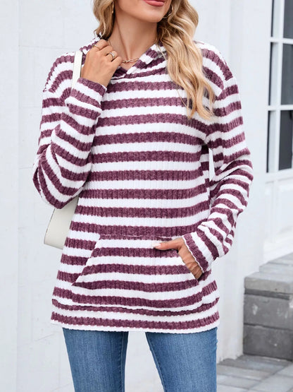 Striped dropped-shoulder hoodie, product view 3 of 22
