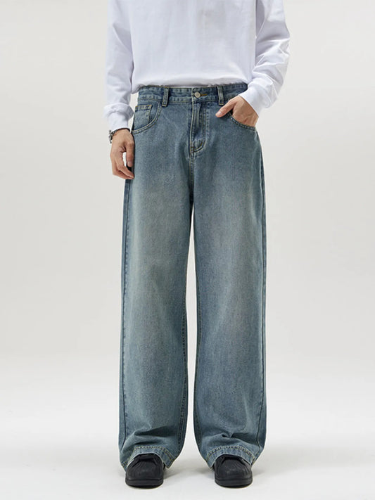Vintage Blue wide-leg jeans, front view.