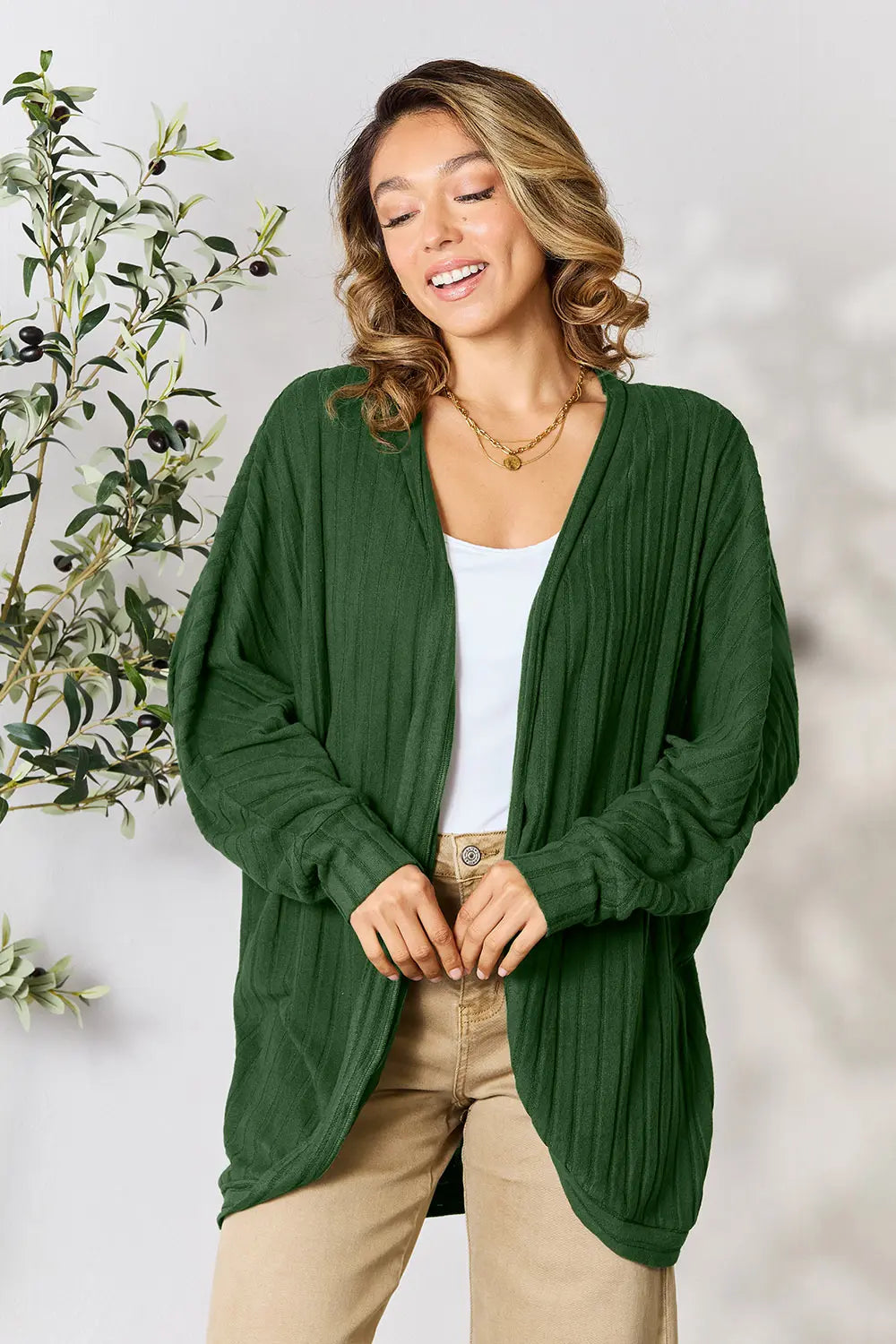 Ribbed open-front cocoon cardigan, product view 22.