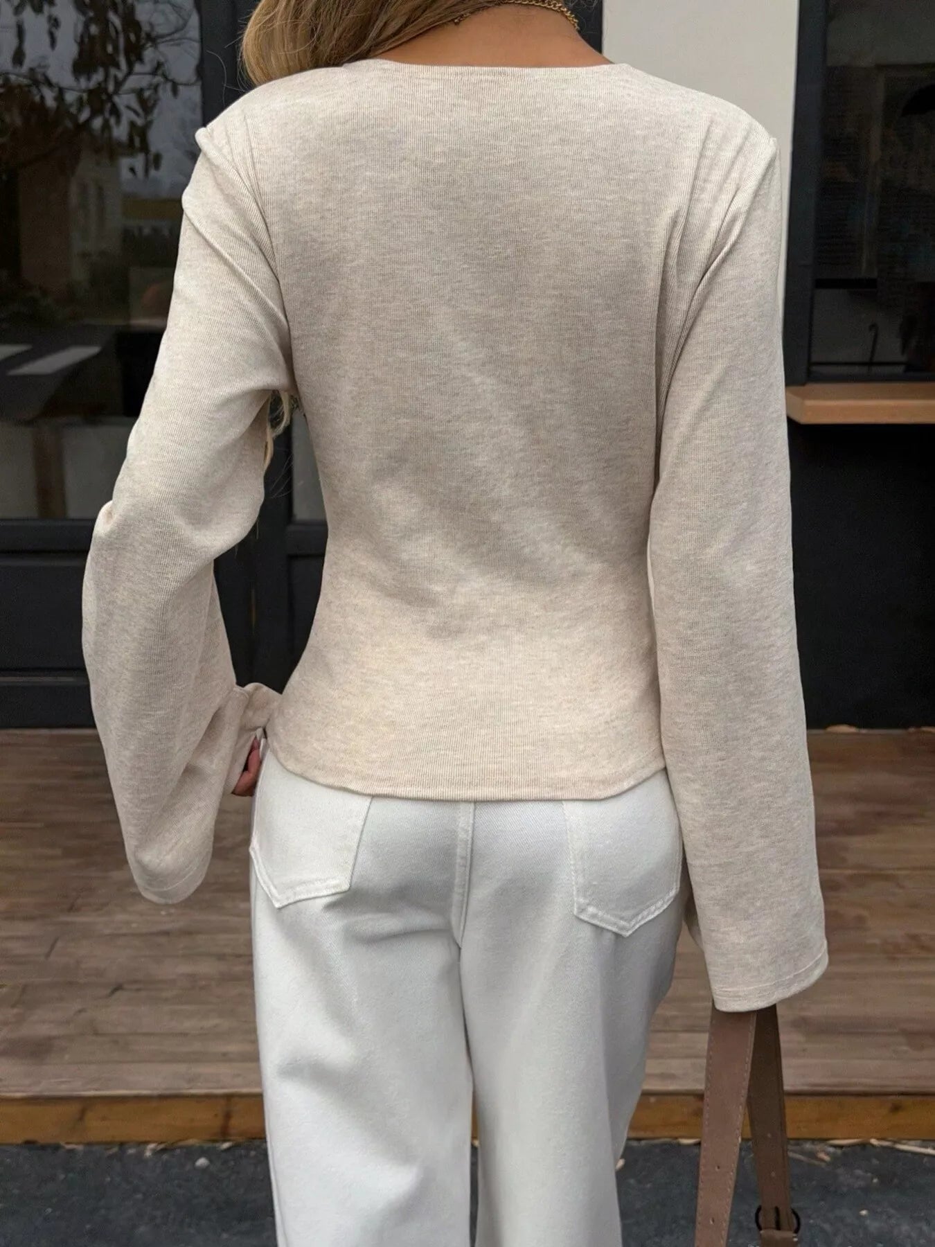 Women's V-neck wrap blouse product view 14
