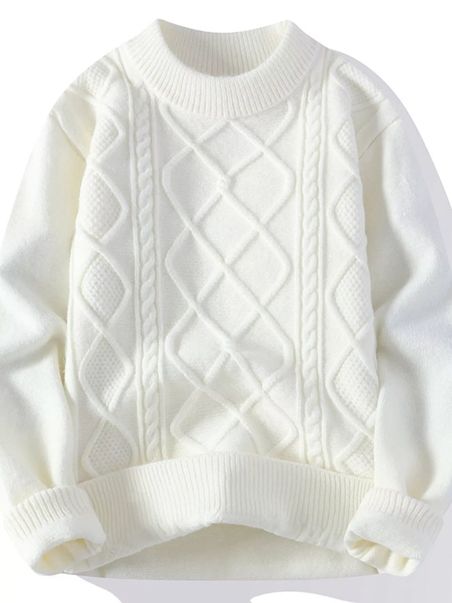 Men's Plus Size Cable-Knit Crewneck Sweater