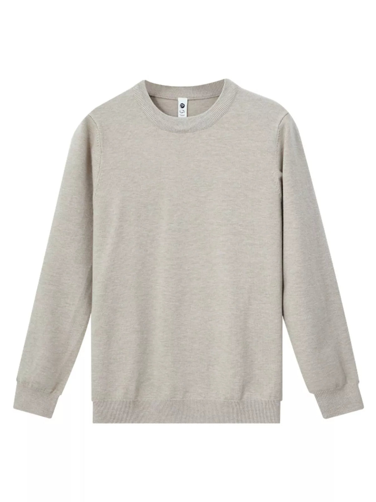 Men's long-sleeve crew-neck sweater in Apricot, product-only front view.