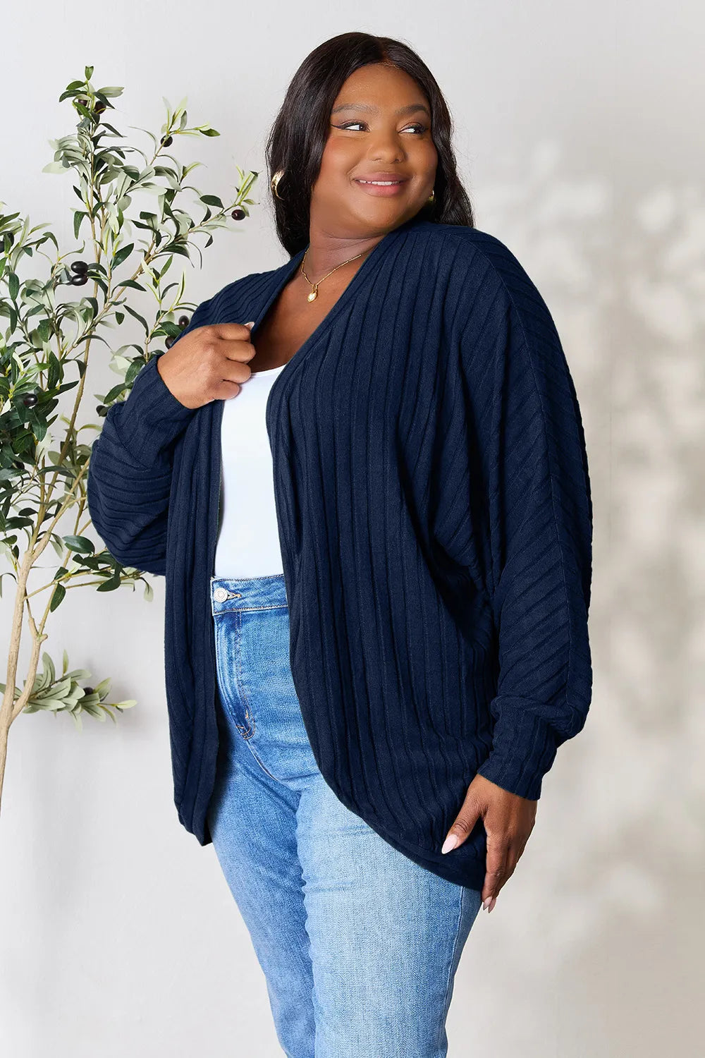 Ribbed open-front cocoon cardigan, product view 19.