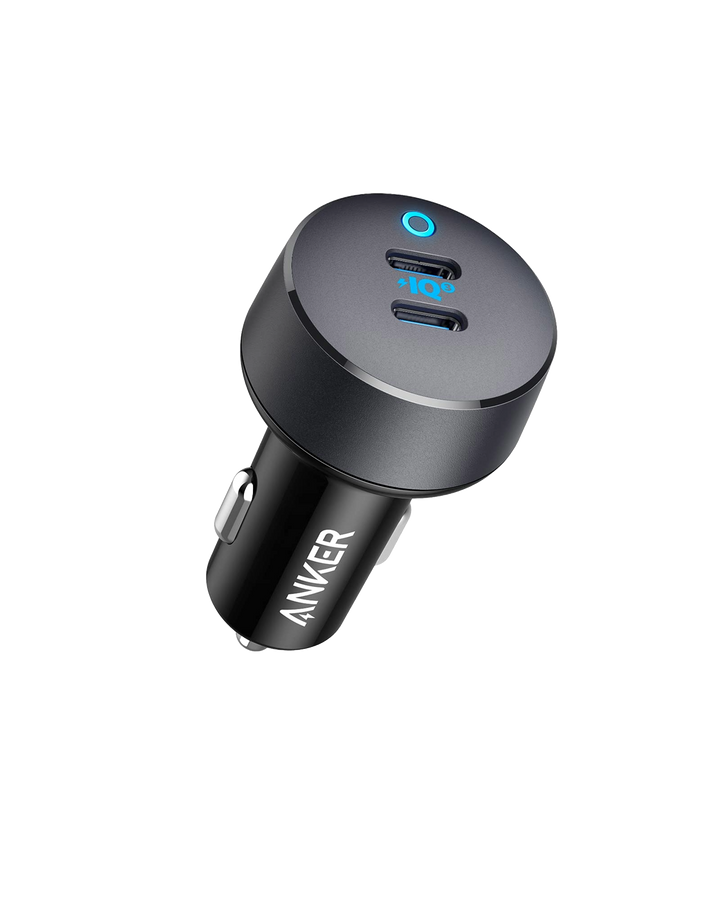 Black Anker PowerDrive III Duo USB-C car charger with two ports