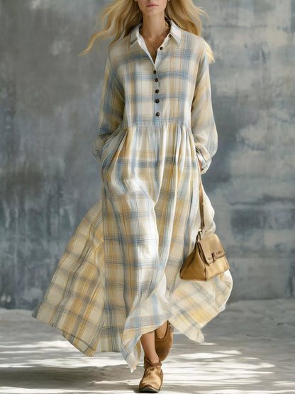 Cyra plaid button-down maxi shirt dress, product image 7 of 14