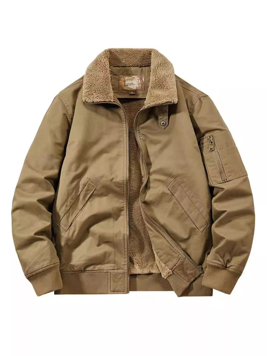 Men's Plus Size Zip Up Sherpa Lined Jacket