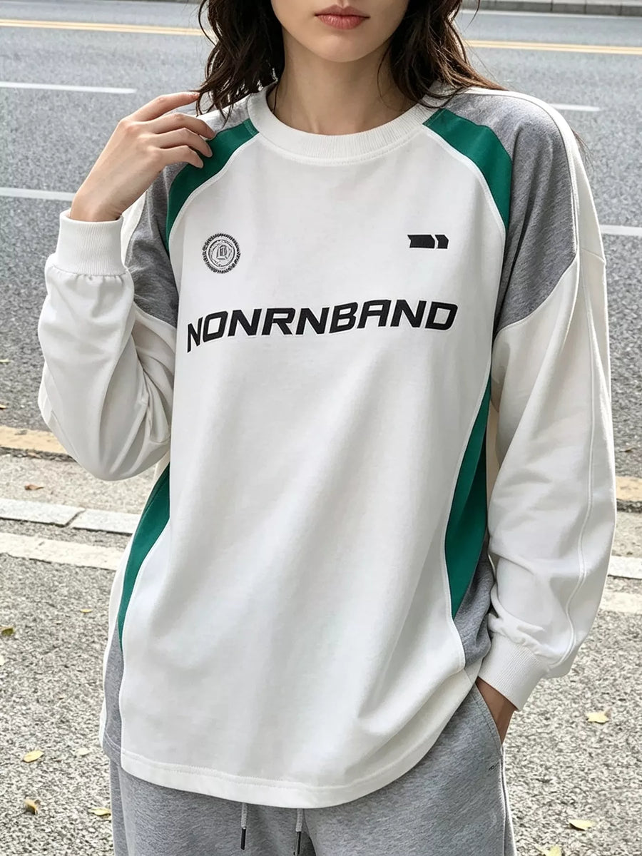 Color-Block Raglan Sleeve Sweatshirt
