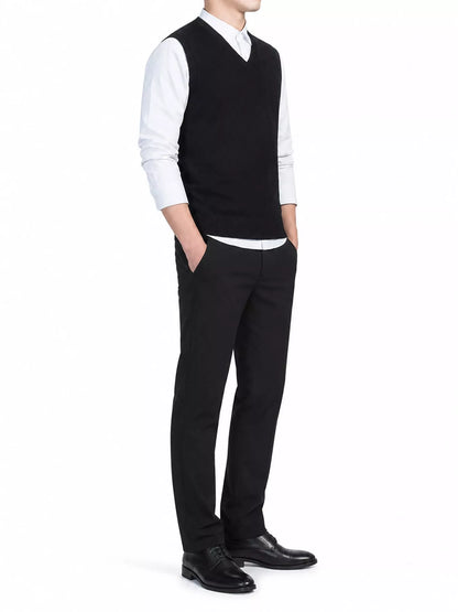 Men's V-neck sweater vest — product view 2; shirt and trousers not included